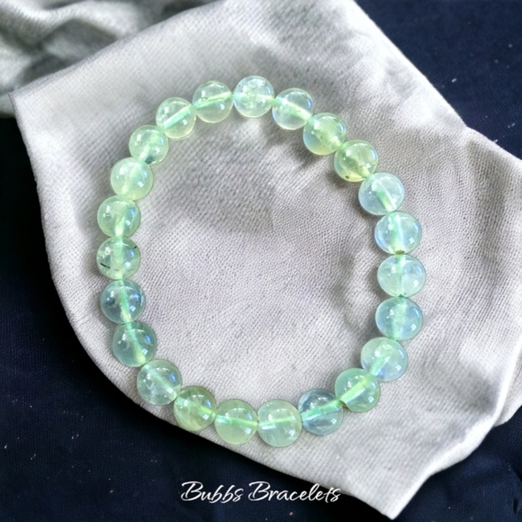 Prehnite Rare Natural Stones Healing Bracelet - 8mm Women's Crystal Bracelet - Picture 3 of 4